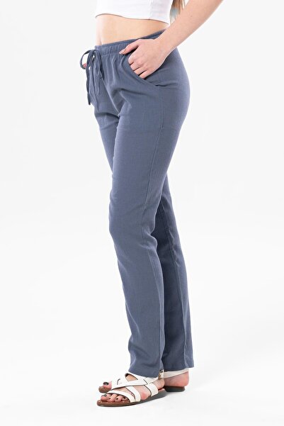 Eliş Şile Bezi Şile Bezi Çift Cepli Unisex Yazlık Pantolon İndigo indg