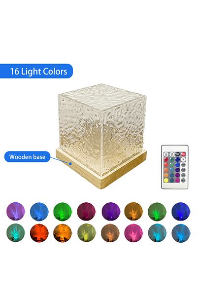 Choice Wood Base-16 Colors Water Ripple Projector Water Ripple Projector Night Light 16 Colors Flame Crysta