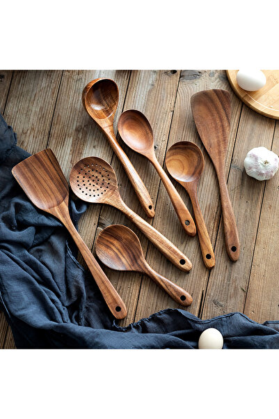 Choice 7Pcs Wood Kitchenware Cooking Set Household Spatula Spoon Set Salad Spoon Fork Stirring Spoon Kitche