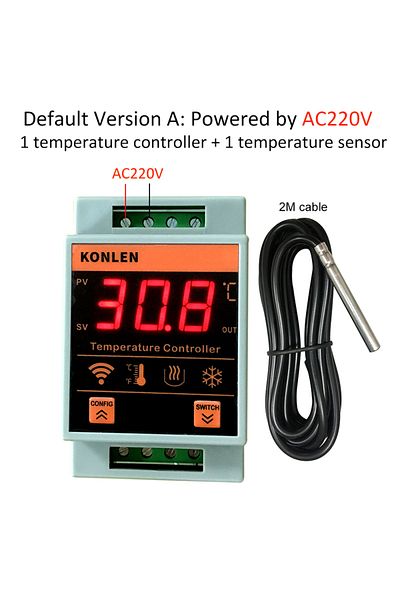 KONLEN Ac220v Wifi Tuya Temperature Sensor Heater Freezer Controller Digital Thermometer Monitor Alarm Remo