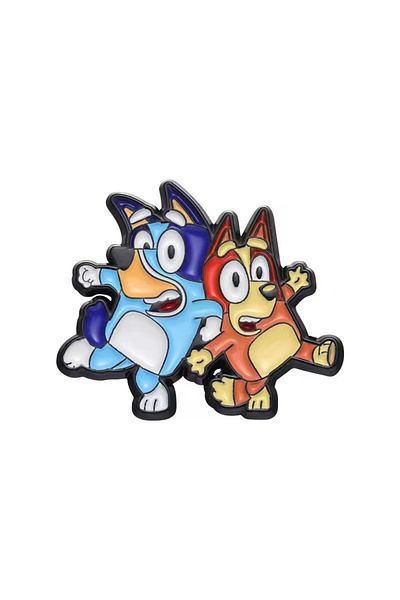 bluey قطعة واحدة من دبابيس محيطية زرقاء على شكل أنمي كاواي على شكل قميص كرتوني على شكل حقيبة ظهر مزخرفة على شكل طية صدر السترة P