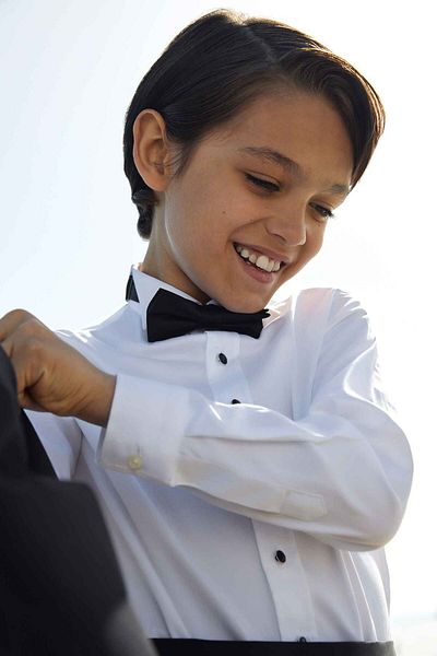 Tween Cămașă pentru copii Slim Fit, albă, smoking simplă