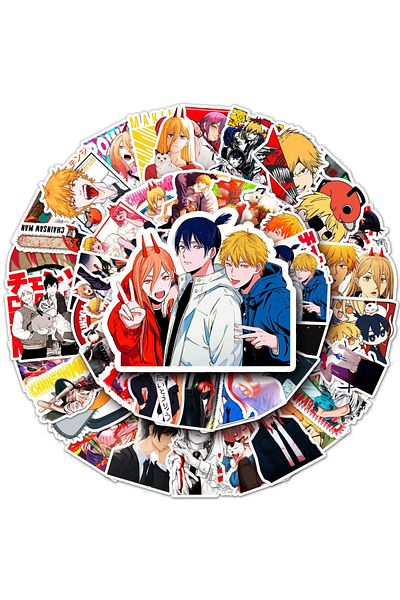 Choice 10pcs 10/30/50pcs Power Chainsaw Man Cartoon Stickers Pochita Denji Anime Sticker Skateboard Motorcy