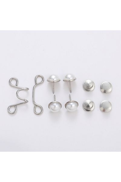 Choice White Pearl Adjustable Waist Buckle Extender No Sewing Pant Clips Waist Tightener Button for Jeans S