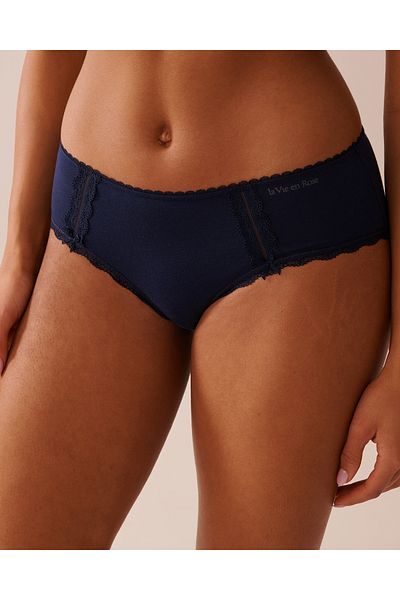 La Vie en Rose Cotton and Lace Detail Hiphugger Panty