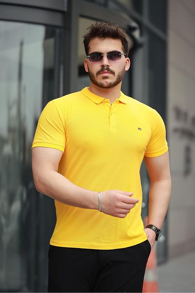 comstar Ανδρικό μπλουζάκι Polo Neck Trend στενό κίτρινο Basic