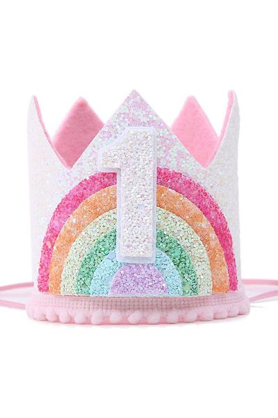 Choice 1 Felt Rainbow Theme Birthday Party Crown 1st 2nd 3rd Happy Birthday Party Decor Kids Baby Shower P.