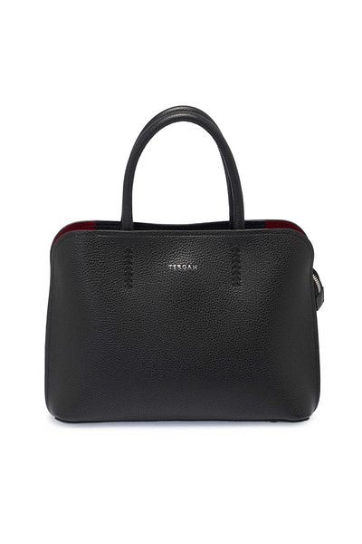 Tergan Black Genuine Leather Women's Handbag - S25Y1Bc80347-A41