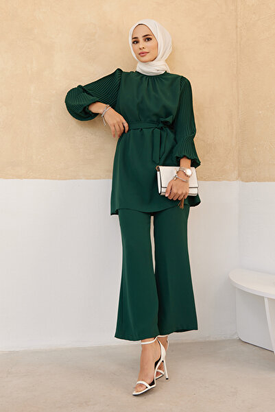 VAVİNOR Σετ τουνίκ Παντελόνι Πλισέ Μανίκια - Emerald