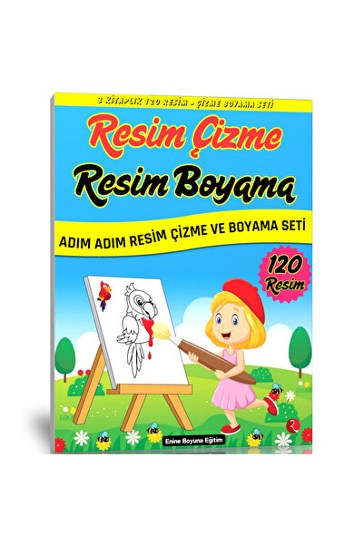 Enine Boyuna Eğitim مجموعة كتب الرسم والتلوين (كتابان - 120 لوحة)