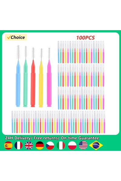 Choice 100 Pieces Interdental Brushes Dental Floss Toothpick Orthodontic Braces Brush Tooth Cleaning Too...