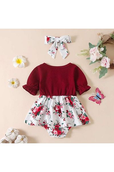 nannie Fabiana Floral Print Baby Girl Bodysuit - 12-18 months