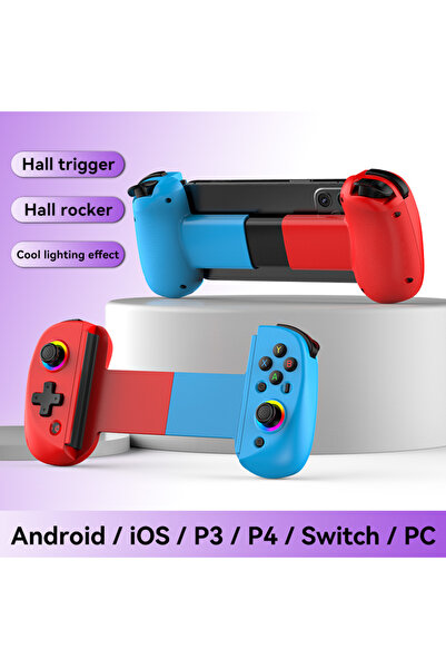 Choice وحدة تحكم لوحي لاسلكية D8 RGB من BSP D8-Blue Red Hot Sale بمقبض لألعاب Switch وبلوتوث ومطاط