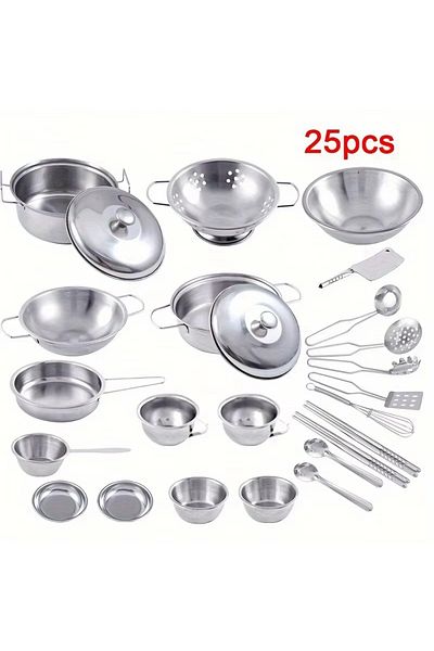 hairun 25 PCS 25PCS Kitchen Set Pretend Play Simulated Kitchen mini Toy Children Role Playset Cooking Set E