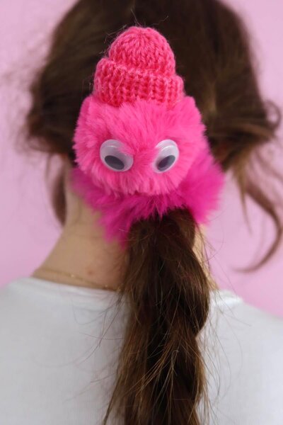 TAKIŞTIR Cataramă Simit de pluș de culoare fucsia cu figură monstru