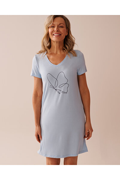 La Vie en Rose Butterfly Print Soft Jersey Short Sleeve Sleepshirt