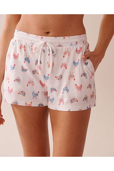 La Vie en Rose Chicken Print Super Soft Pajama Shorts