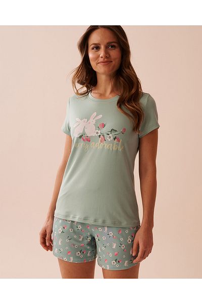 La Vie en Rose Rabbit & Strawberry Print Super Soft T-shirt