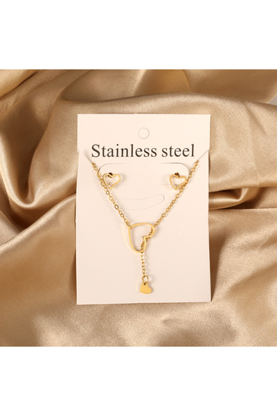 Choice 4 New Love Heart Pendant Necklaces For Women Stainless Steel No Fade 2 Pieces Jewelry Wedding Party.