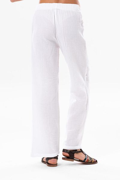 Eliş Şile Bezi Geranium Elastic Waist Muslin Trousers White Byz