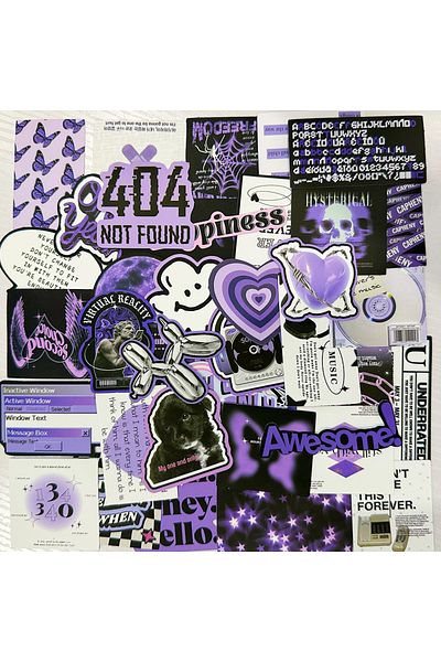 Choice 60pcs 60pcs Black Purple INS Style Cartoon Graffiti Stickers DIY Phone Guitar Laptop Notebook Suitca