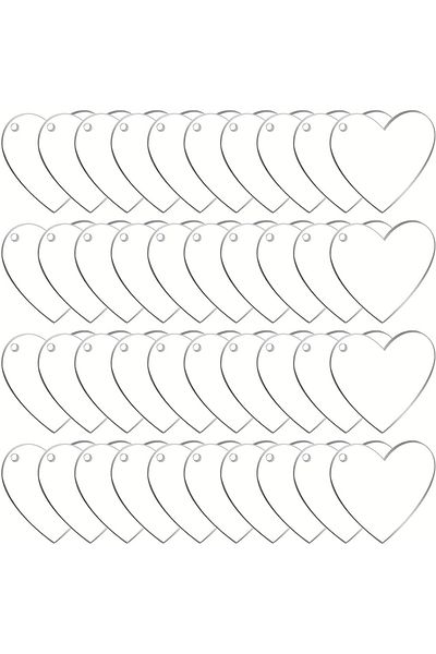 Choice 50 قطعة من سلاسل المفاتيح الأكريليك الفارغة على شكل قلوب، زينة أكريليك شفافة، سلاسل مفاتيح على شكل قلب مع فتحة لـ