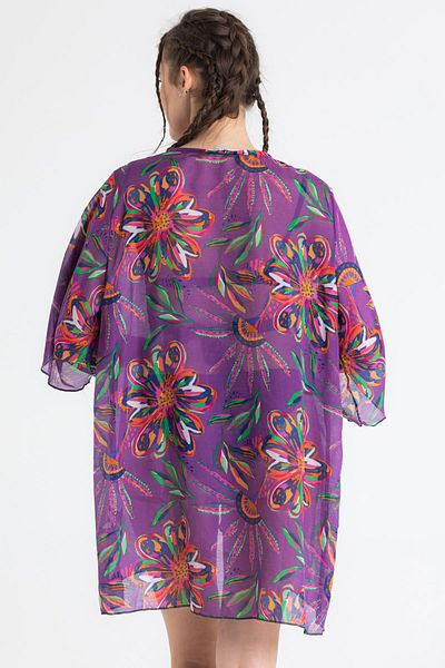Eliş Şile Bezi Purple Side Voile Summer Pareo 6194