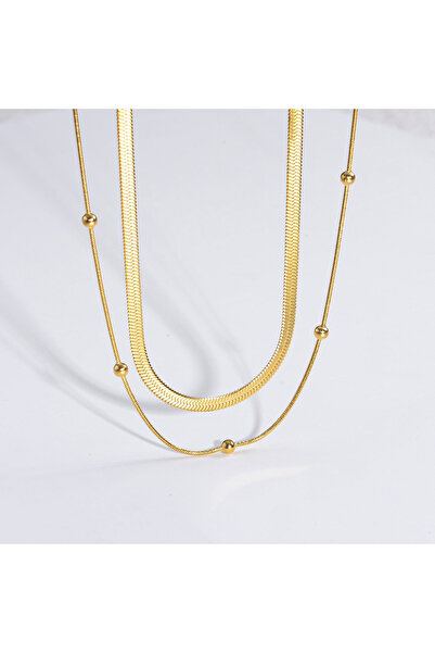 Choice YS--WLN126-02 عقد تشوكر أنيق من الفولاذ المقاوم للصدأ باللون الذهبي وا...