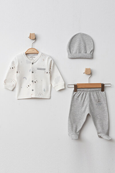 Aziz Bebe Baby Boy Animal Patterned Cardigan Pants Beanie 3-Piece Bottom Top ...