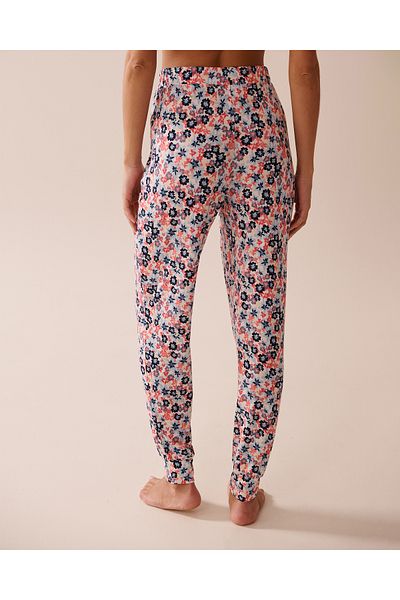 La Vie en Rose Ditsy Floral Print Soft Jersey Jogger Pajama Pants