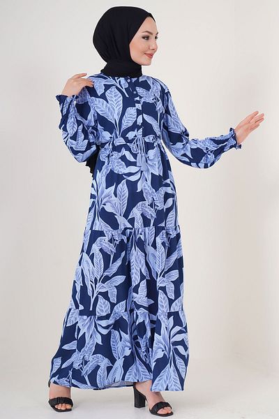 Bigdart 2145 Φόρεμα Hijab με σχέδια - A.Navy Blue