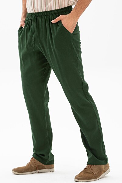 Eliş Şile Bezi Şile Cloth Pocketed Summer Men's Trousers Green Ysl