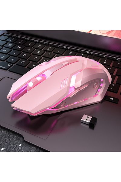 CXAQIUHGMAX فأرة لاسلكية s6، فأرة ألعاب صامتة، فأرة RGB لطيفة، 6 أزرار، فأرة كمبيوتر بصرية للمكتب