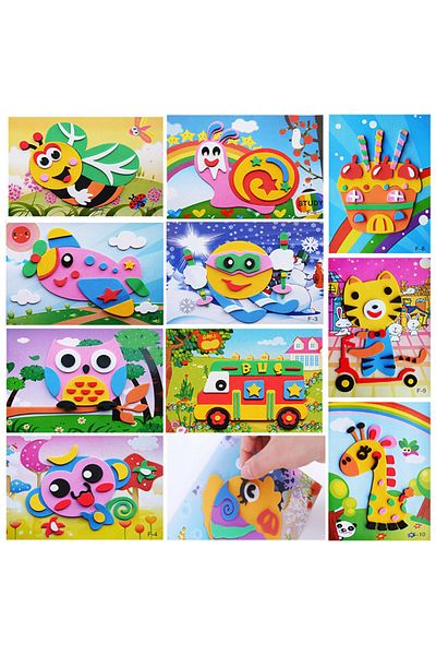 Choice 5sheets patterns 5Pcs/10Pcs/Lot Kids DIY 3D EVA Foam Sticker Cartoon Animal Multi-patterns Styles Pu