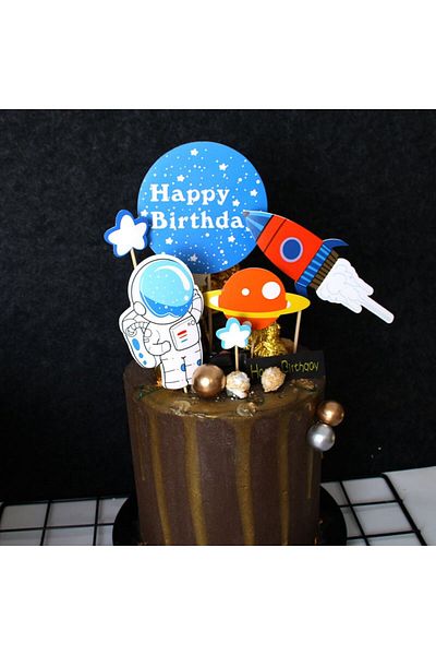 Choice 1pcs Astronaut Theme Cake Topper Planet Space Rocket Spaceship Birthday Decor Kids Boy Girl Birthday