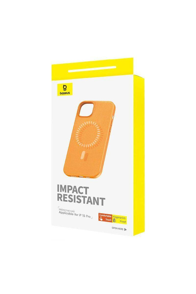 Baseus Fauxther Series Magnetic Phone Case - for iPhone 15 Pro - Sunset Orange