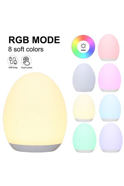 Ligghig Rgb Light Led Egg Shape Night Light Rgb Pat Light Usb Rechargeable Baby Feeding Sleeping Eye Protect