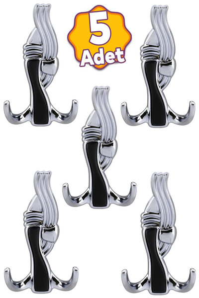 Badem10 (5 ADET) Efsane Krom Metal Portmanto Vestiyer Duvar Dolap Elbise Askı...