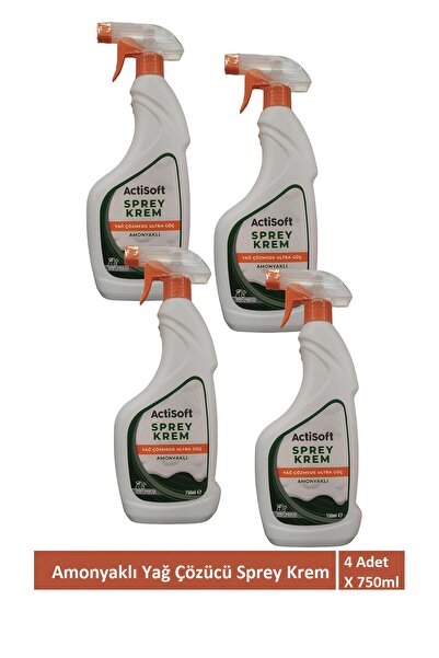 actisoft Amonyaklı Yağ Çözücü Sprey Krem 4 Adet X 750 ml