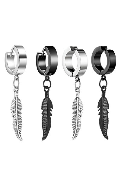 Choice1 مشابك أذن سوداء، زوج واحد من أقراط الأذن المتقاطعة ذات الريشة الأنيقة، طراز بانك روك للنساء والرجال، عالية الجودة