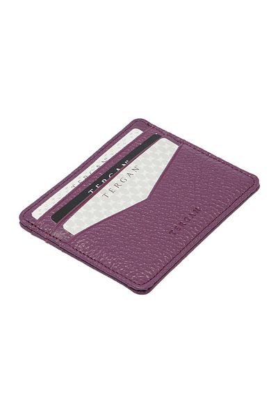 Tergan Purple Genuine Leather Unisex Credit Card Holder - S1Kk 00001665 -C48