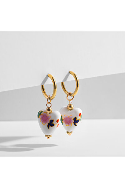 Choice1 Style5 Asymmetric Blue White Flowers Heart Pearl Ceramic Beads Drop Dangle Earrings for Women Beaded