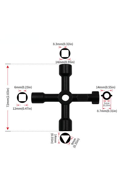 Choice 4 In 1 Multifunction Electrician Plumber Utility Cross Switch Wrench Universal Square Triangle Ke...