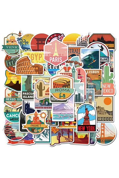 Choice 50PCS 50PCS New Global Travel City Landscape Stickers Decal DIY Phone Laptop Guitar Stationery Scrap