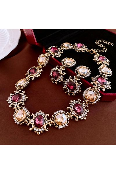 Choice brown Vintage Baroque Style Necklace Earrings For Women Brown Crystal Earrings Banquet Weddings Jewe