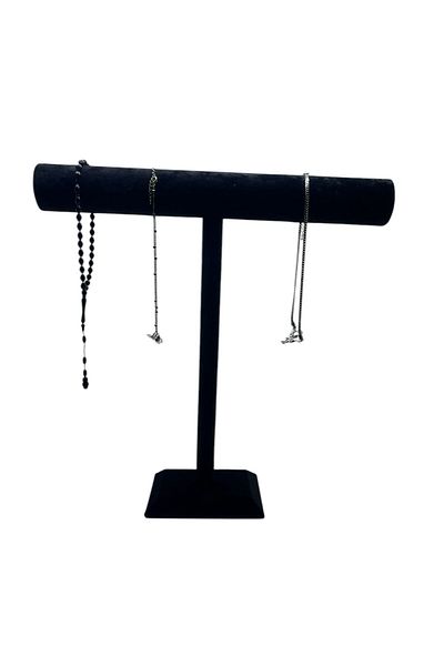 MeGass Dekor Suede Coated Black Color 42/40 cm Long Necklace - Rosary Display Stand