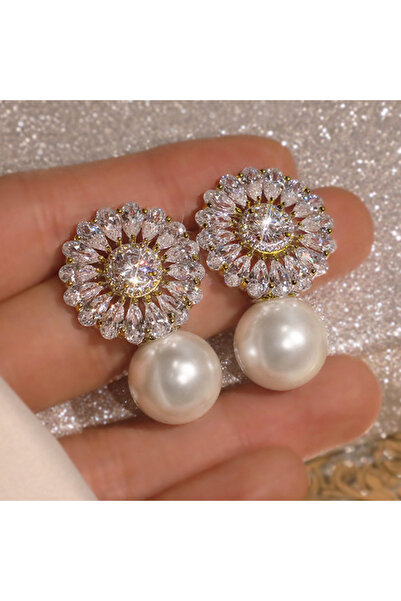 Choice أقراط هويتان رومانسية للنساء باللون الأبيض E2692 مرصعة باللؤلؤ الصناعي...