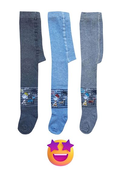 Ekinoks Patterned Boy's Cotton 3 Piece Tights