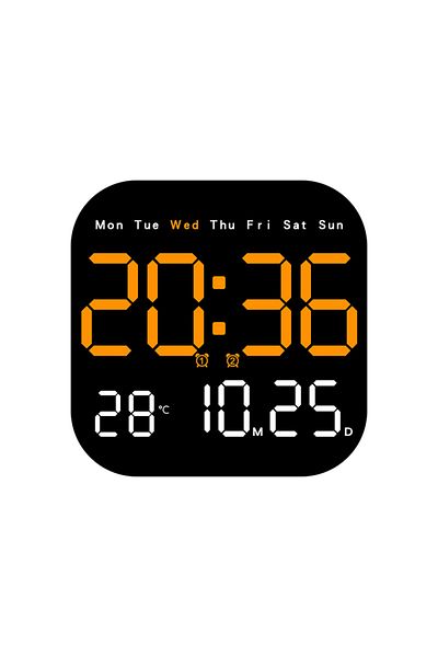 Choice Orange Digital Wall Clocks Temperature Date Week Dispaly Electronic Table Clock 12/24H Wall-mounted
