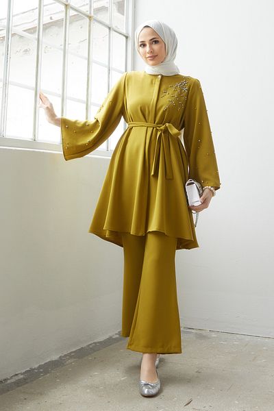 VAVİNOR Rina Tunic Trousers Set - Oil Green